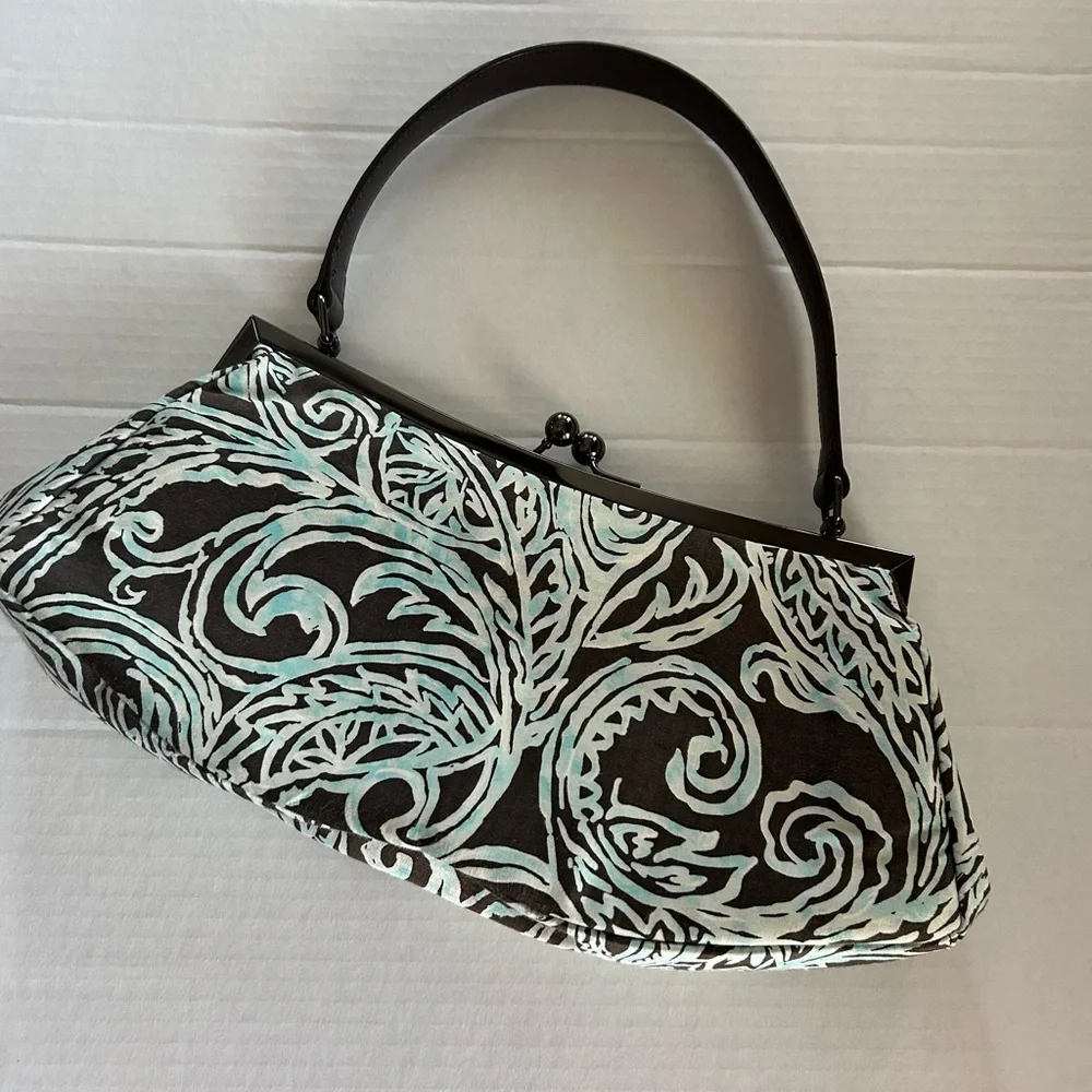 Talbots Brown Turquoise and White elegant Shoulder Bag NWOT - Picture 1 of 8